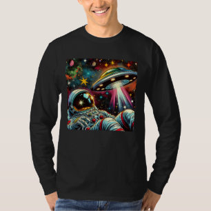Camiseta Astronauta flotando en el espacio con un arte de O