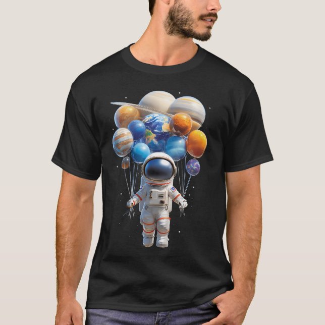 Camiseta Astronauta Flotando En Globos De Astronomía Espaci (Anverso)
