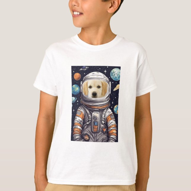 Camiseta Astronauta fotográfica personalizado con cara cort (Anverso)