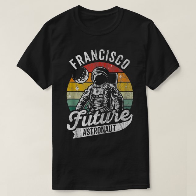 Camiseta Astronauta Francisco Futuro Personalizado Vintage (Diseño del anverso)
