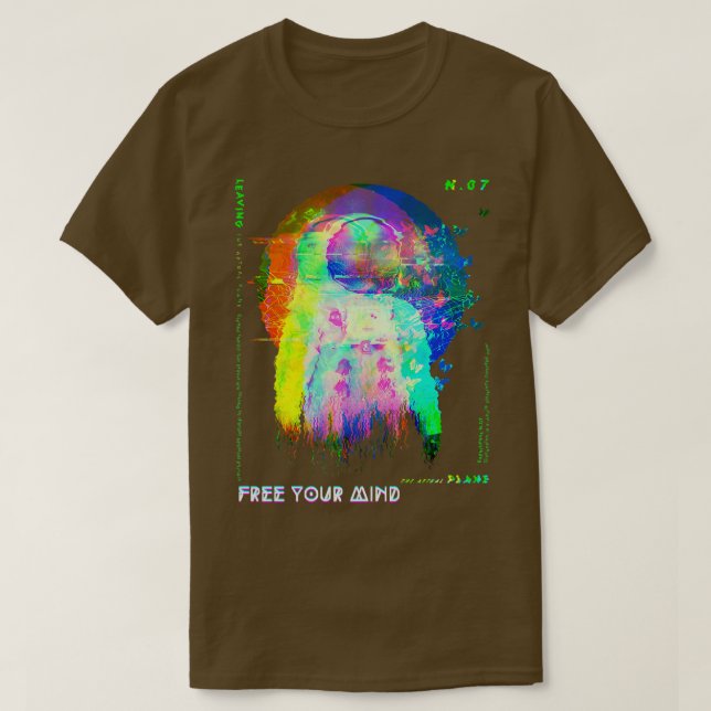 Camiseta Astronauta Free-Your Mind Glitchy Melting Vaporwav (Diseño del anverso)