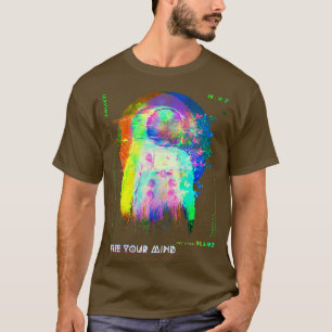 Camiseta Astronauta Free-Your Mind Glitchy Melting Vaporwav