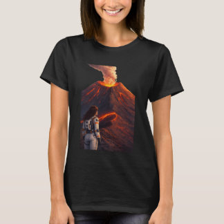 Camiseta Astronauta frente a un volcán en erupción 