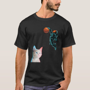 Camiseta Astronauta Gatita Jugando Basketball Para Gato