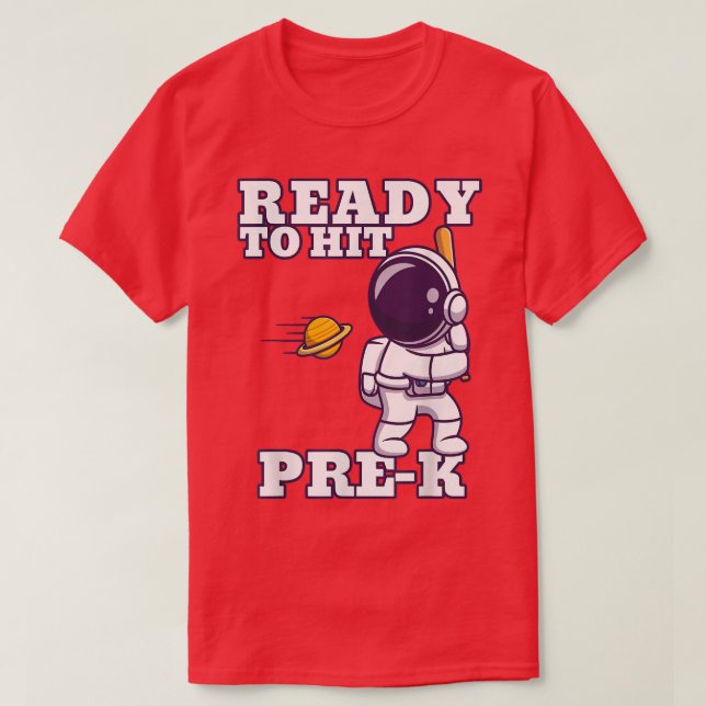 Camiseta Astronauta Gracioso Prek Baseball Primer Día De Pr (Diseño del anverso)