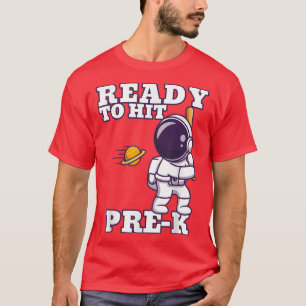 Camiseta Astronauta Gracioso Prek Baseball Primer Día De Pr