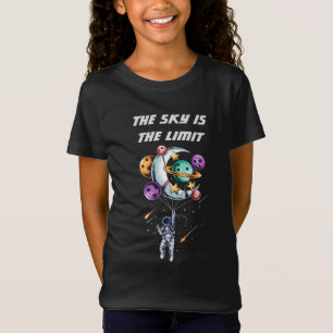 Camiseta Astronauta gracioso sostiene un globo de planetas
