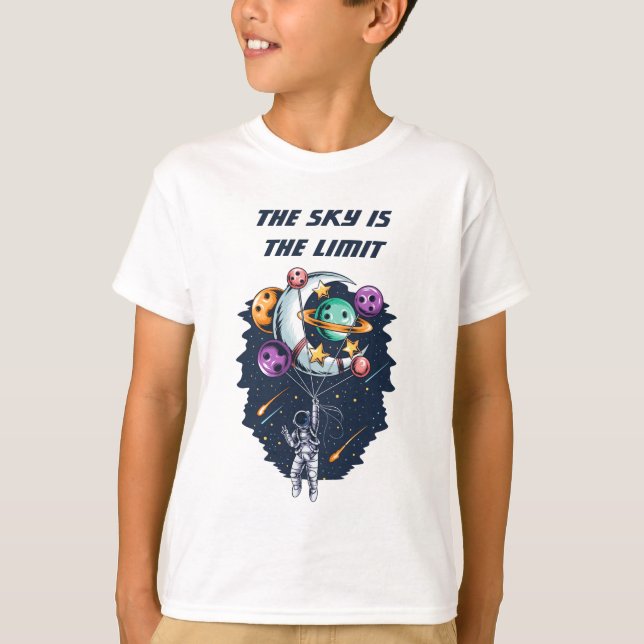 Camiseta Astronauta gracioso sostiene un globo de planetas (Anverso)