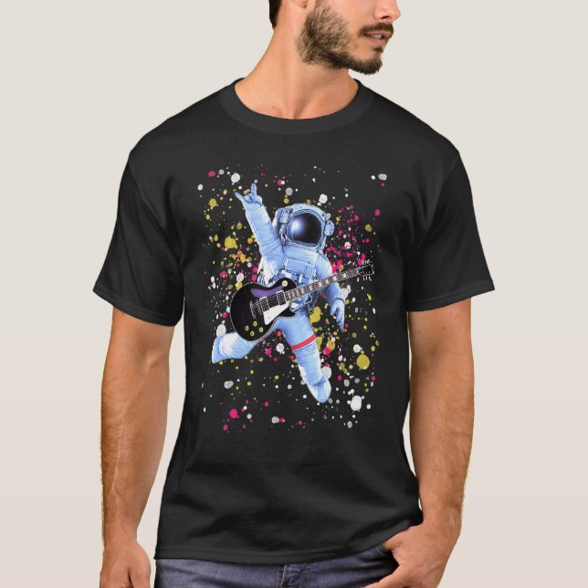 Camiseta Astronauta guitarrista estrella mundial del rock (Anverso)
