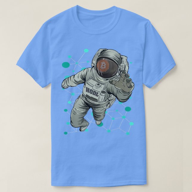 Camiseta Astronauta HODL BTC A la Luna Bitcoin (Diseño del anverso)