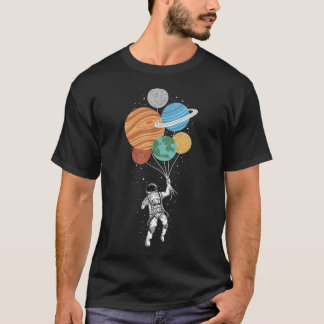 Camiseta Astronauta Holding Planet Balloons Solar System Sp
