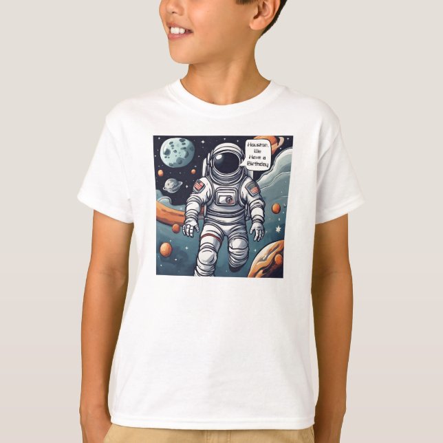Camiseta Astronauta Houston, ¡Tenemos Un Cumpleaños! (Anverso)