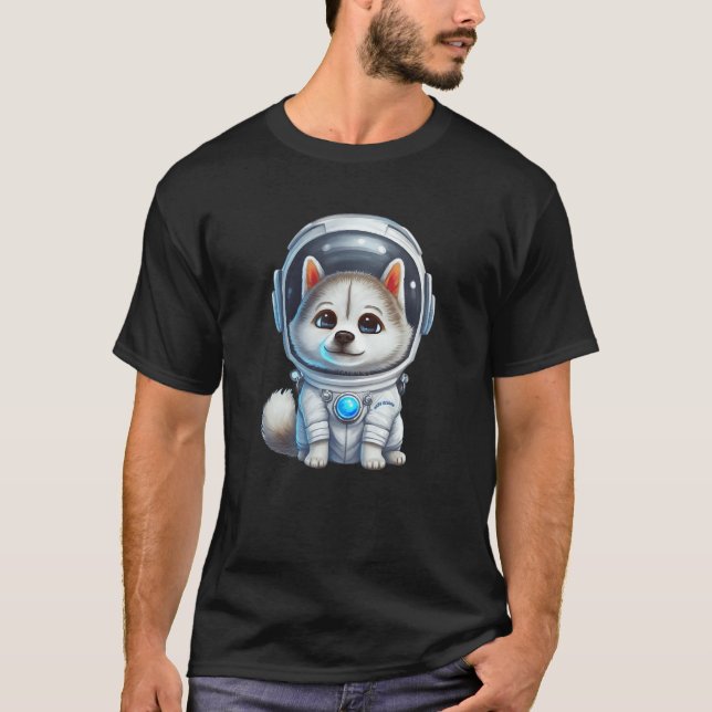 Camiseta Astronauta Husky Dogs Cachorro Astronomía Ciencia  (Anverso)
