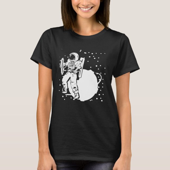 Camiseta Astronauta Intérprete de Armónica Con Armonicista  (Anverso)