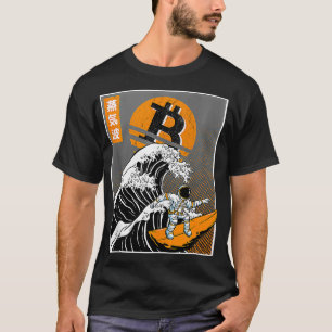 Camiseta Astronauta japonesa de arte Bitcoin para el surf W