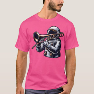 Camiseta Astronauta juega a trombón jugador divertida march