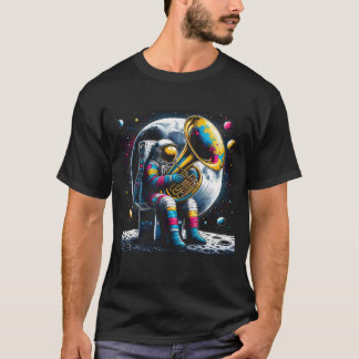 Camiseta Astronauta juega al tuba en jugador de Tuba espaci