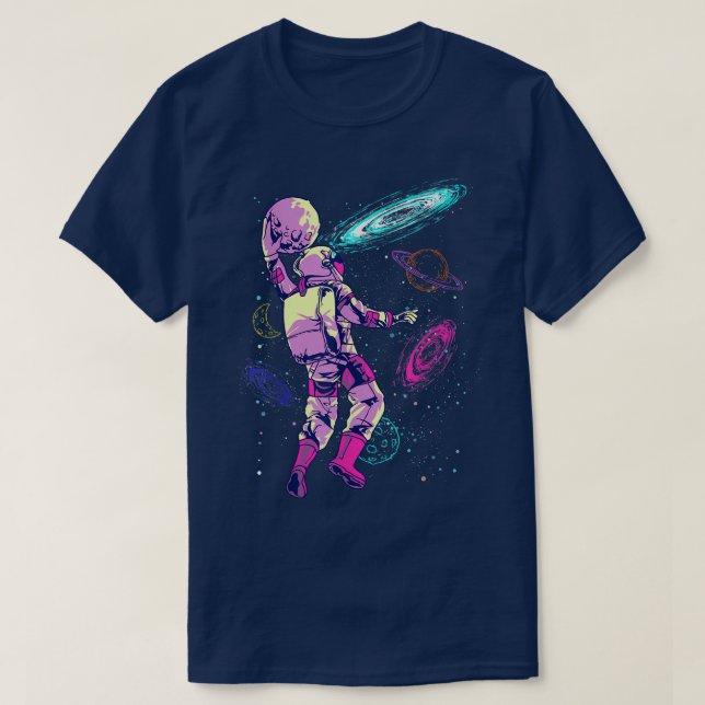 Camiseta Astronauta jugando a baloncesto en el vacío en el  (Diseño del anverso)