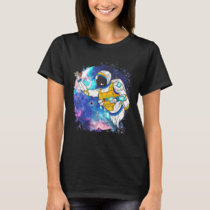 Camiseta Astronauta jugando a los dardos en el diseño del e