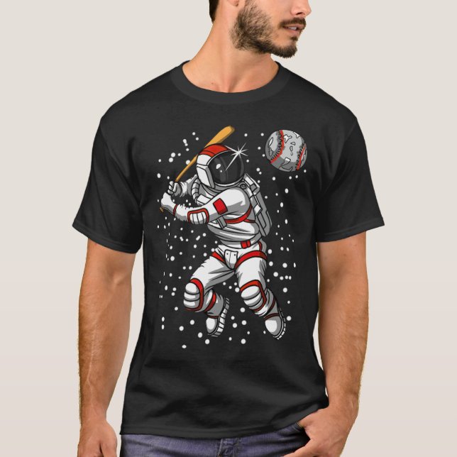 Camiseta astronauta jugando al béisbol (Anverso)