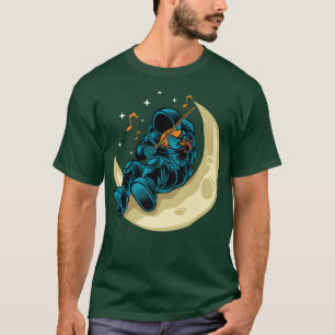 Camiseta Astronauta Jugando Violinas En La Luna Cosmonautas