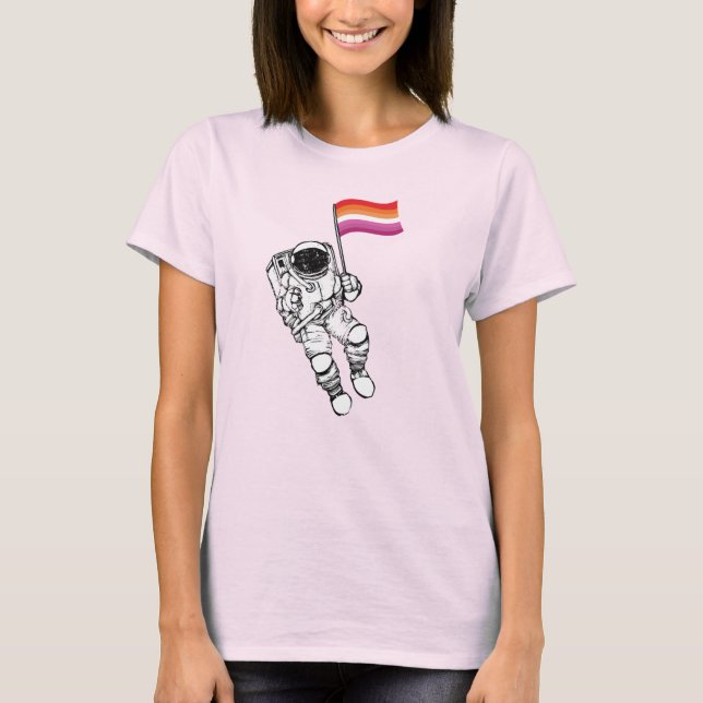 Camiseta Astronauta lesbiana Orgullo T-Shirt (Anverso)
