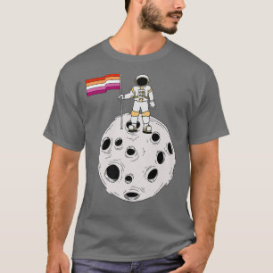 Camiseta Astronauta lesbiana sobre la bandera lesbiana de l