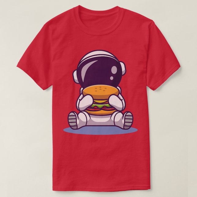Camiseta Astronauta lindo comiendo comida de Personalizado  (Diseño del anverso)