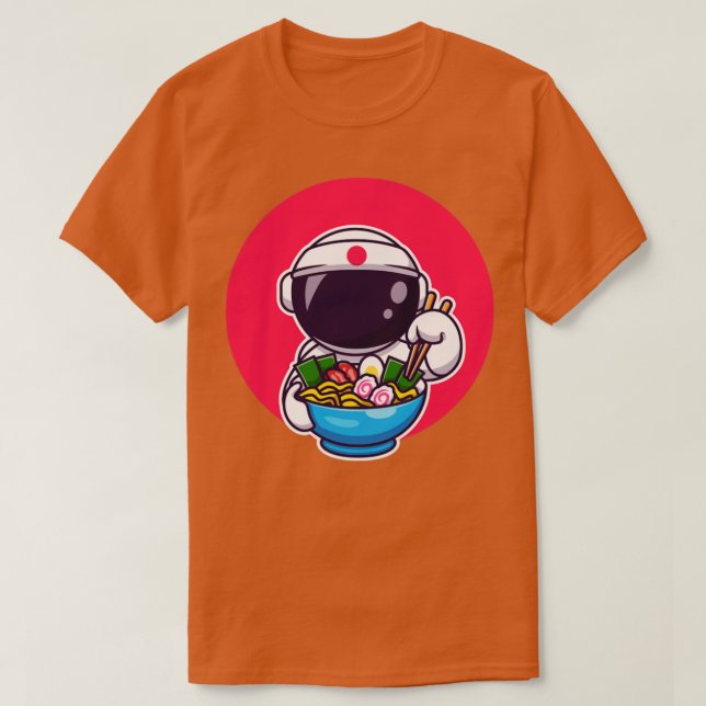 Camiseta Astronauta lindo comiendo Ramen (Diseño del anverso)
