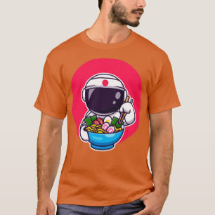 Camiseta Astronauta lindo comiendo Ramen