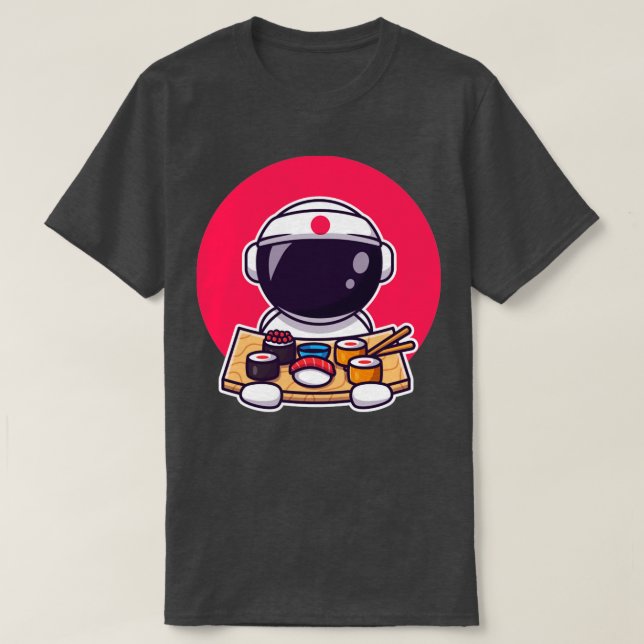 Camiseta Astronauta lindo comiendo sushi (Diseño del anverso)