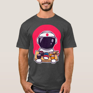 Camiseta Astronauta lindo comiendo sushi