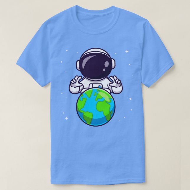 Camiseta Astronauta lindo con Personalizado de la Tierra en (Diseño del anverso)