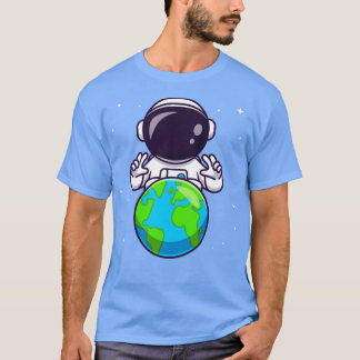Camiseta Astronauta lindo con Personalizado de la Tierra en