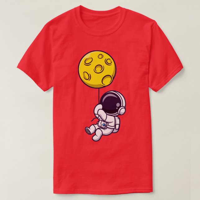 Camiseta Astronauta lindo flotando con globo lunar (Diseño del anverso)