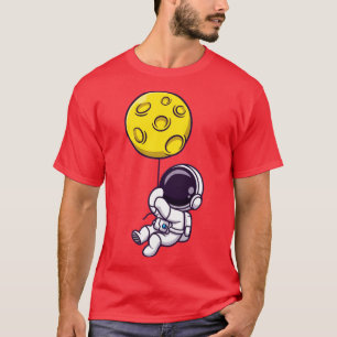 Camiseta Astronauta lindo flotando con globo lunar