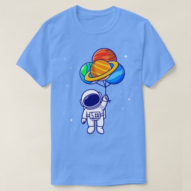 Camiseta Astronauta lindo flotando con globos planetarios e (Diseño del anverso)