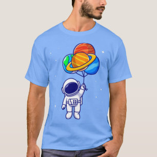 Camiseta Astronauta lindo flotando con globos planetarios e