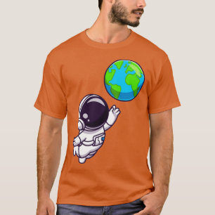Camiseta Astronauta lindo flotando con Personalizado del mu