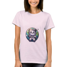 Astronauta lindo Panda flotando en la tierra delan