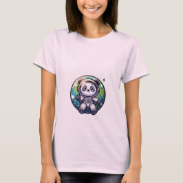 Camiseta Astronauta lindo Panda flotando en la tierra delan