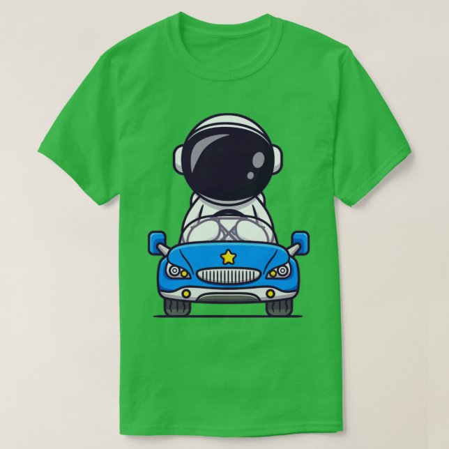 Camiseta Astronauta lindo Personalizado de coche de conducc (Diseño del anverso)
