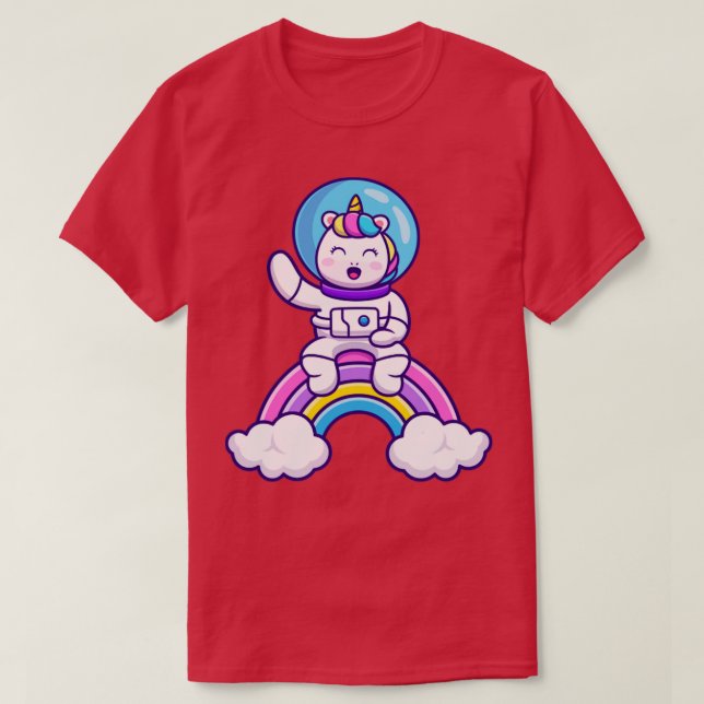Camiseta Astronauta lindo unicornio sentada en Personalizad (Diseño del anverso)