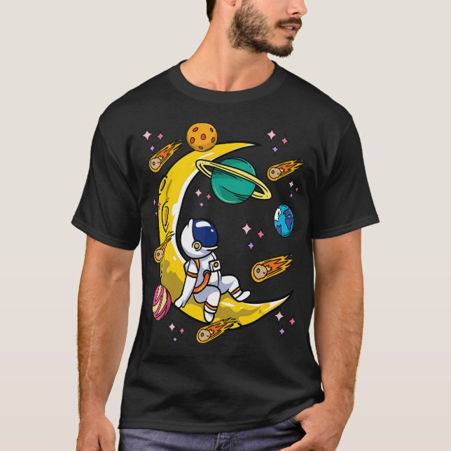 Camiseta Astronauta Luna Niños Chicas Cometa Planetas Espac (Anverso)