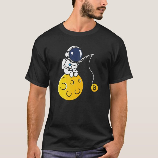Camiseta Astronauta Luna Pesca BTC Cripto Moneda Criptográf (Anverso)