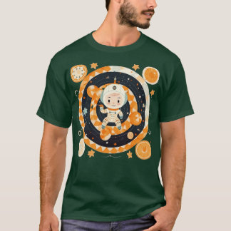 Camiseta Astronauta mate en un baño de patrones fractales 1
