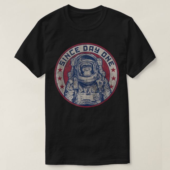 Camiseta Astronauta Monkey Space Gracioso Humor Meme Chimpa (Diseño del anverso)