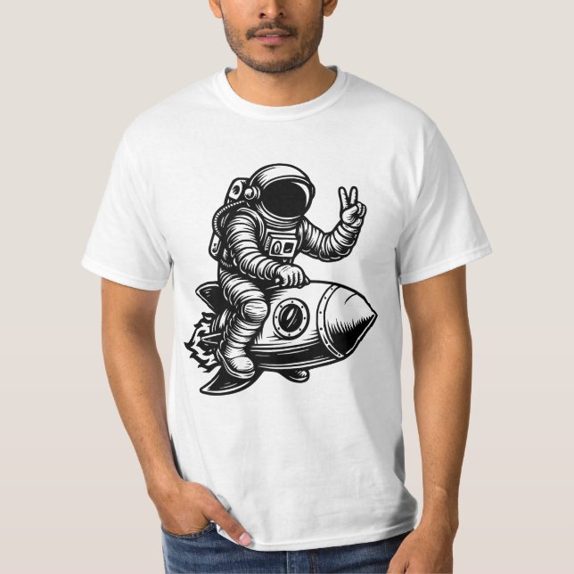 Camiseta Astronauta montado en un cohete (Anverso)