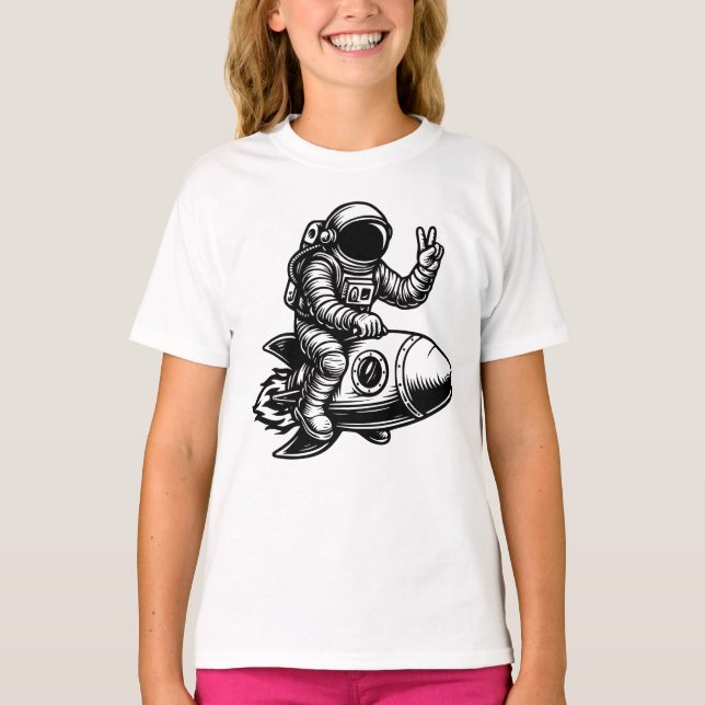 Camiseta Astronauta montado en un cohete  (Anverso)