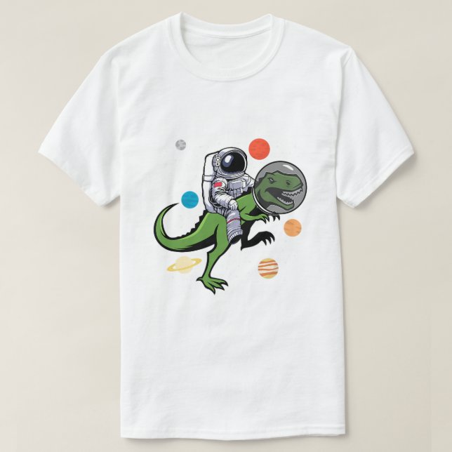 Camiseta Astronauta montando en el espacio astro T Rex Dino (Diseño del anverso)